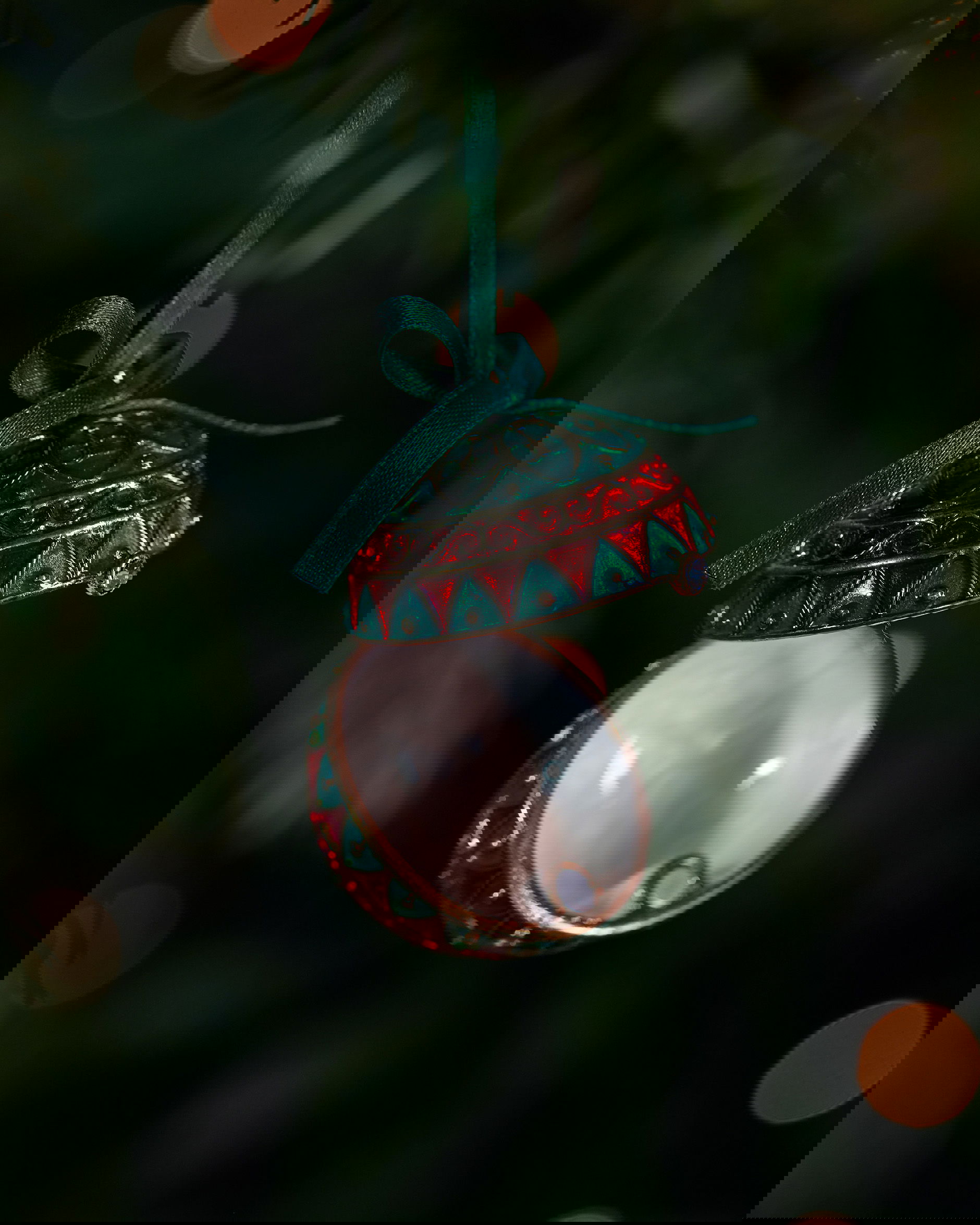 Leonard fabergéägg julgransdekoration grön/röd