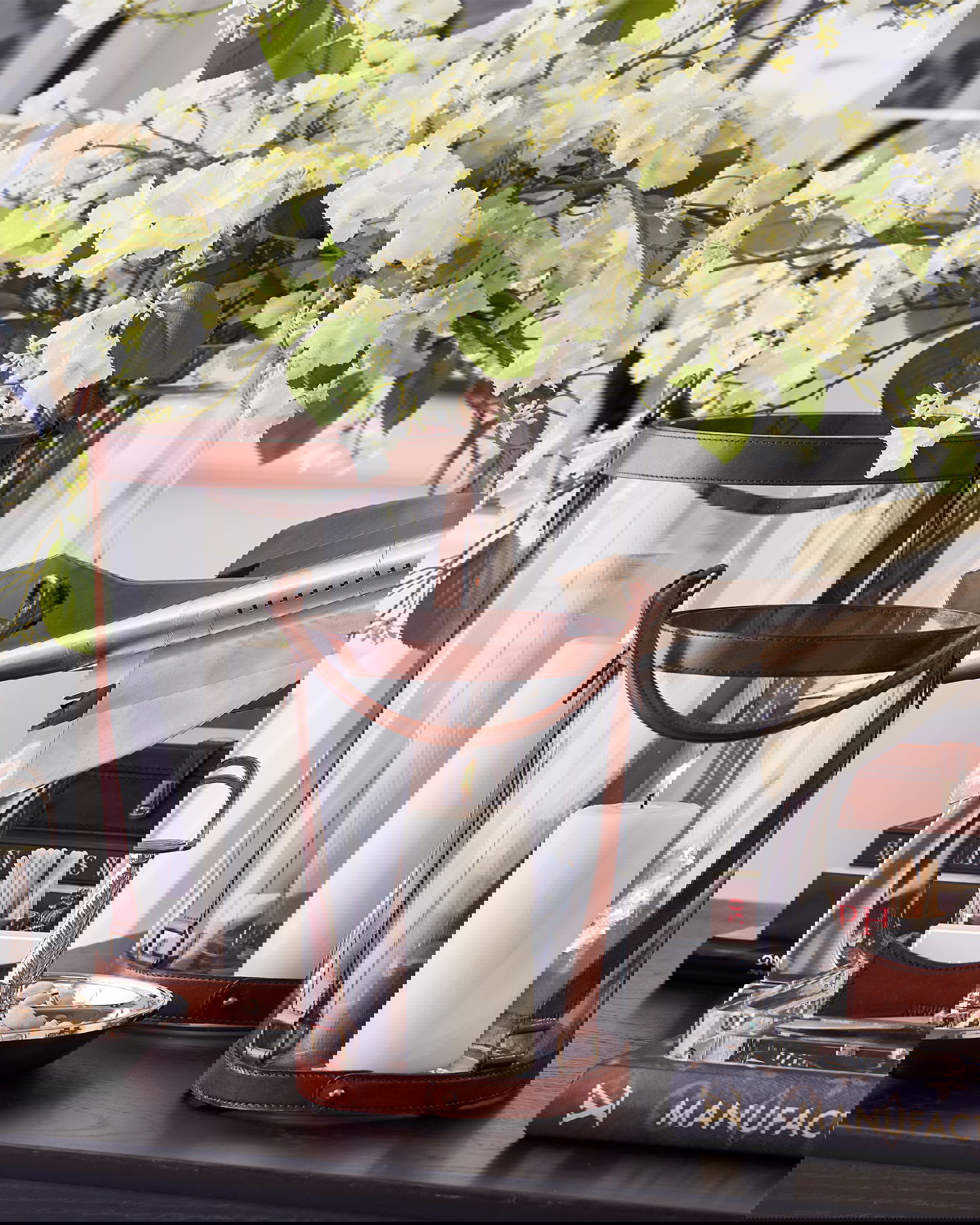 Kensington glaslykta läder