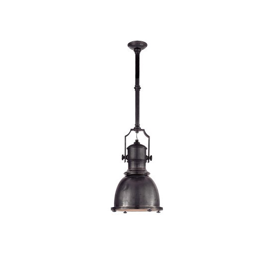 Bronze - Country Industrial Pendant Polished Nickel/White Small