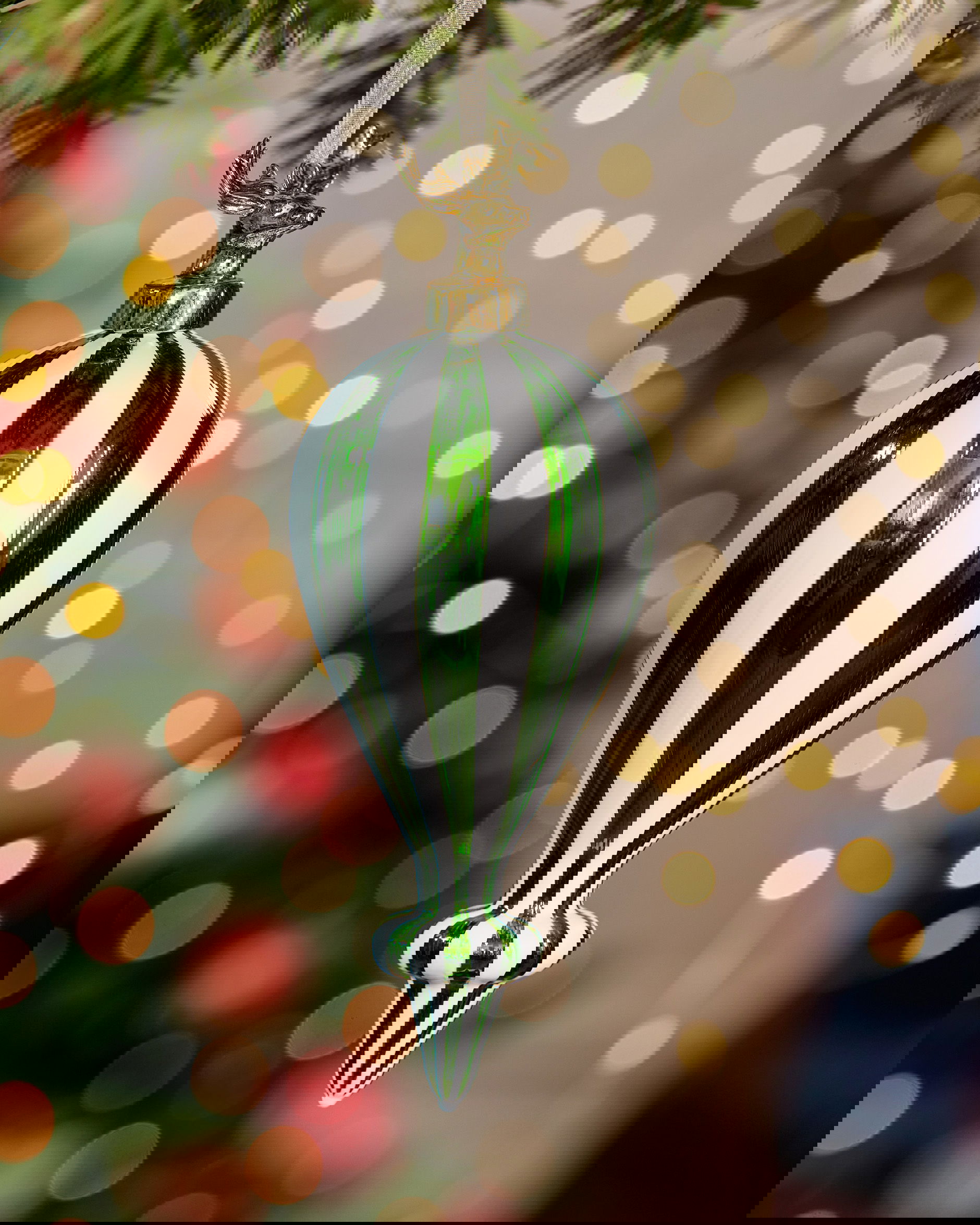 Spire Stag kerstboomversiering groen/wit