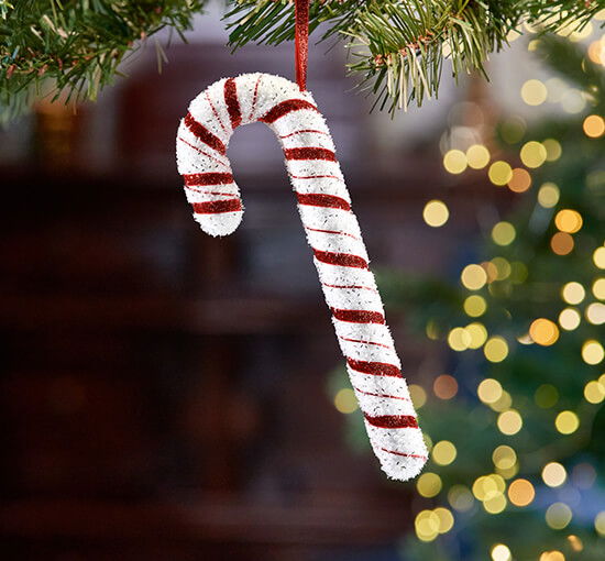 null - Willie Candy Cane Ornament White/Red L