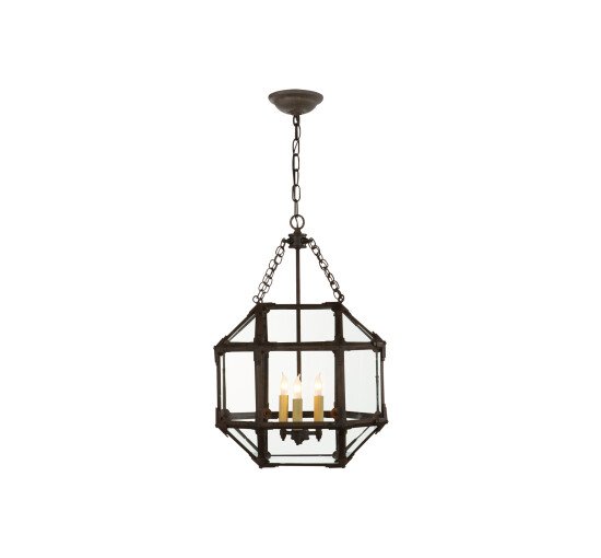 null - Morris Small Lantern Gilded Iron/Clear Glass