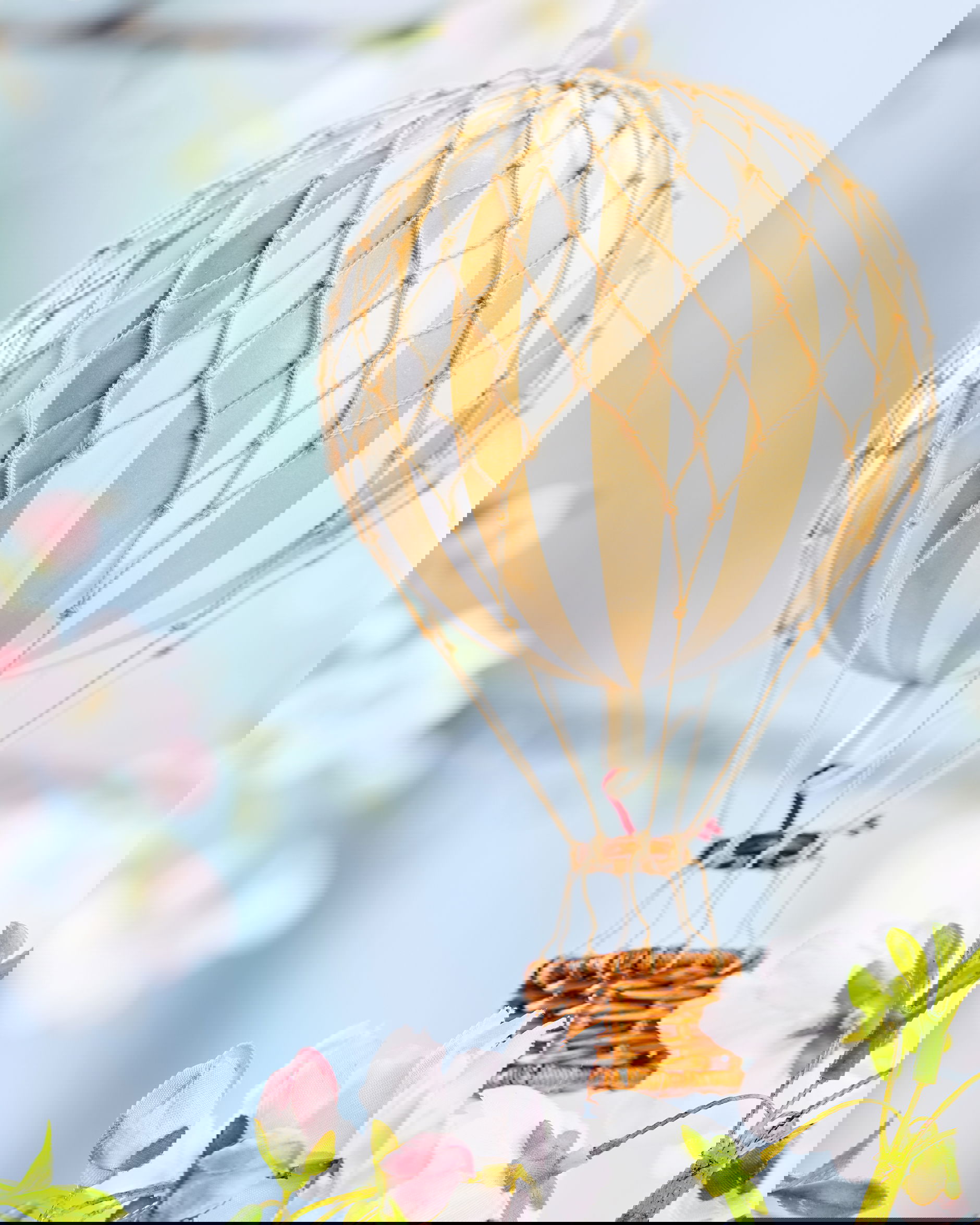 Hot Air Balloon Floating The Skies White