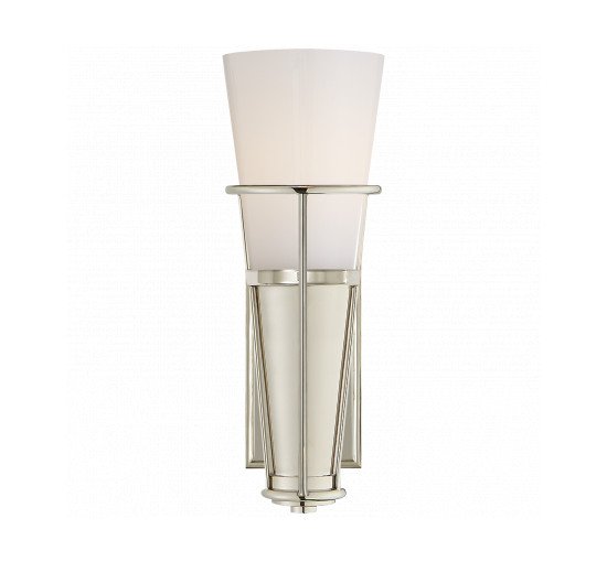 Polished Nickel - Robinson Single Sconce Antique Brass/White Glass