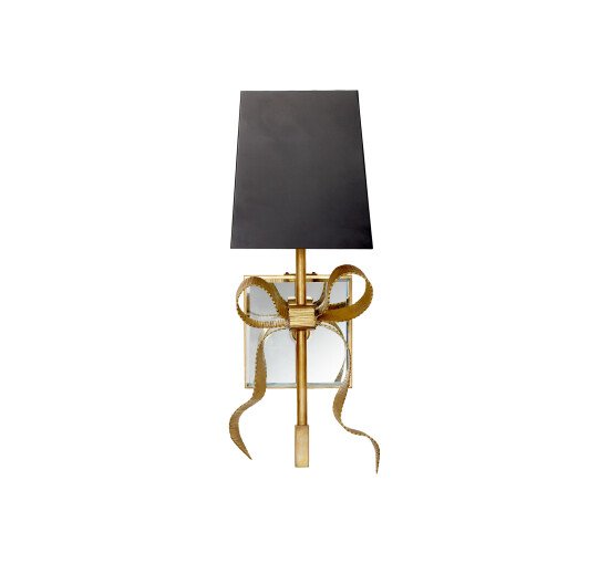 null - Ellery Small Gros-GraBow Sconce Soft Brass/Matte Black Shade