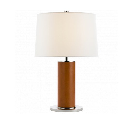 Saddle Leather - Beckford Table Lamp Polished Nickel