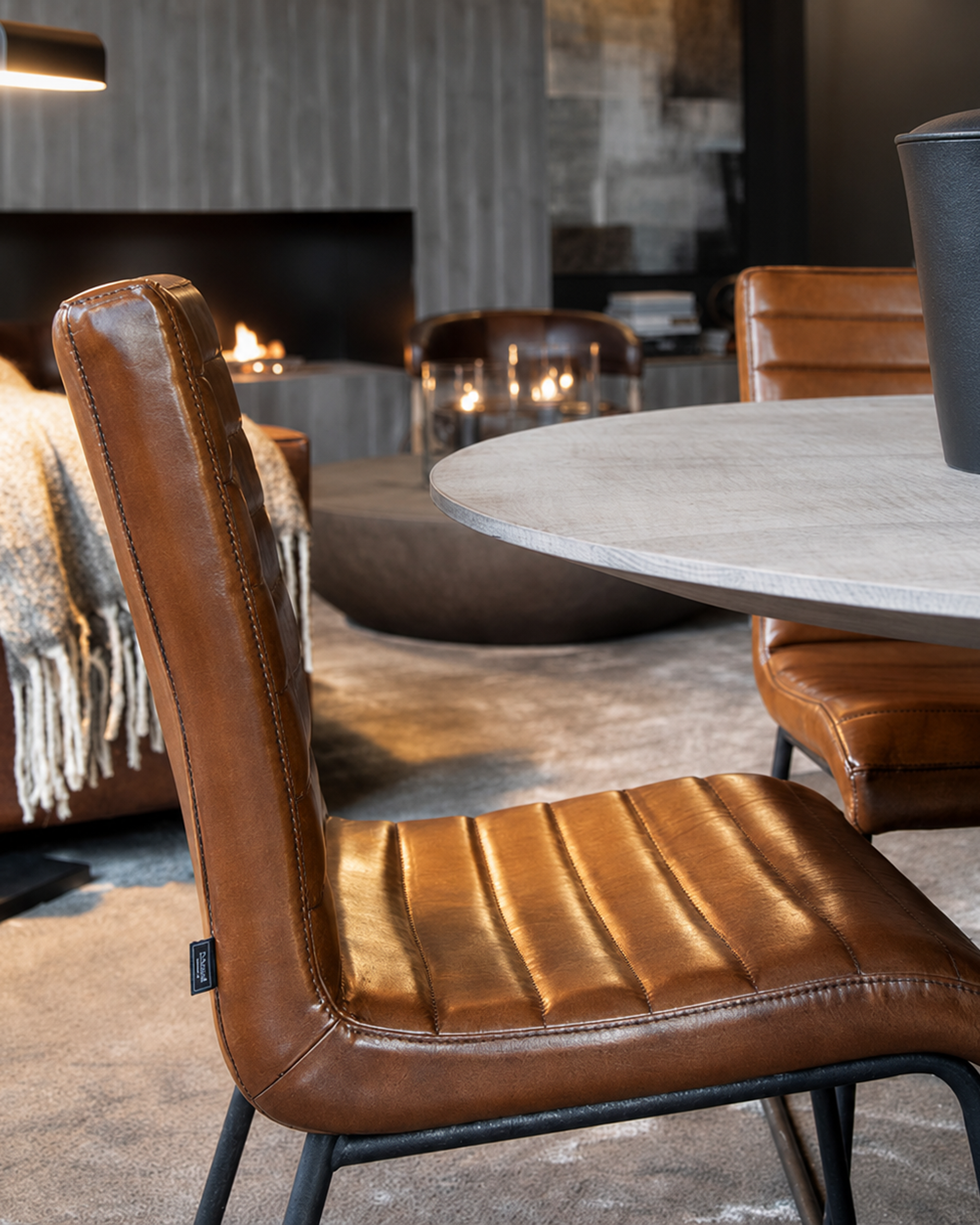 Sabina Dining Chair Leather Light Brown