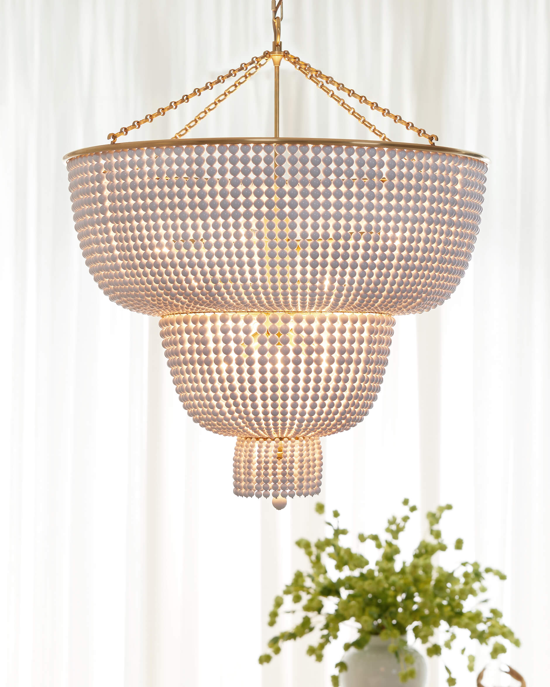 Jacqueline kristallkrona dubbel antik mässing/vit