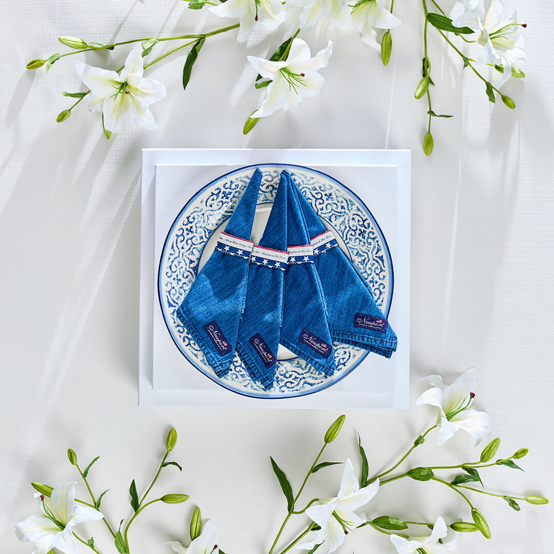 Denim servetten blauw 4-pack