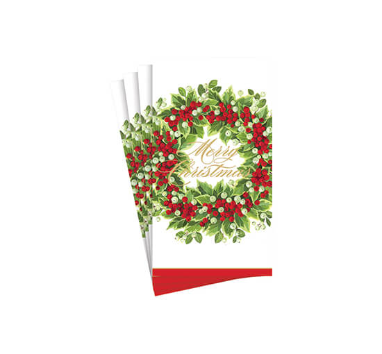 Holly & Berry Wreath Christmas Napkins 15-pcs