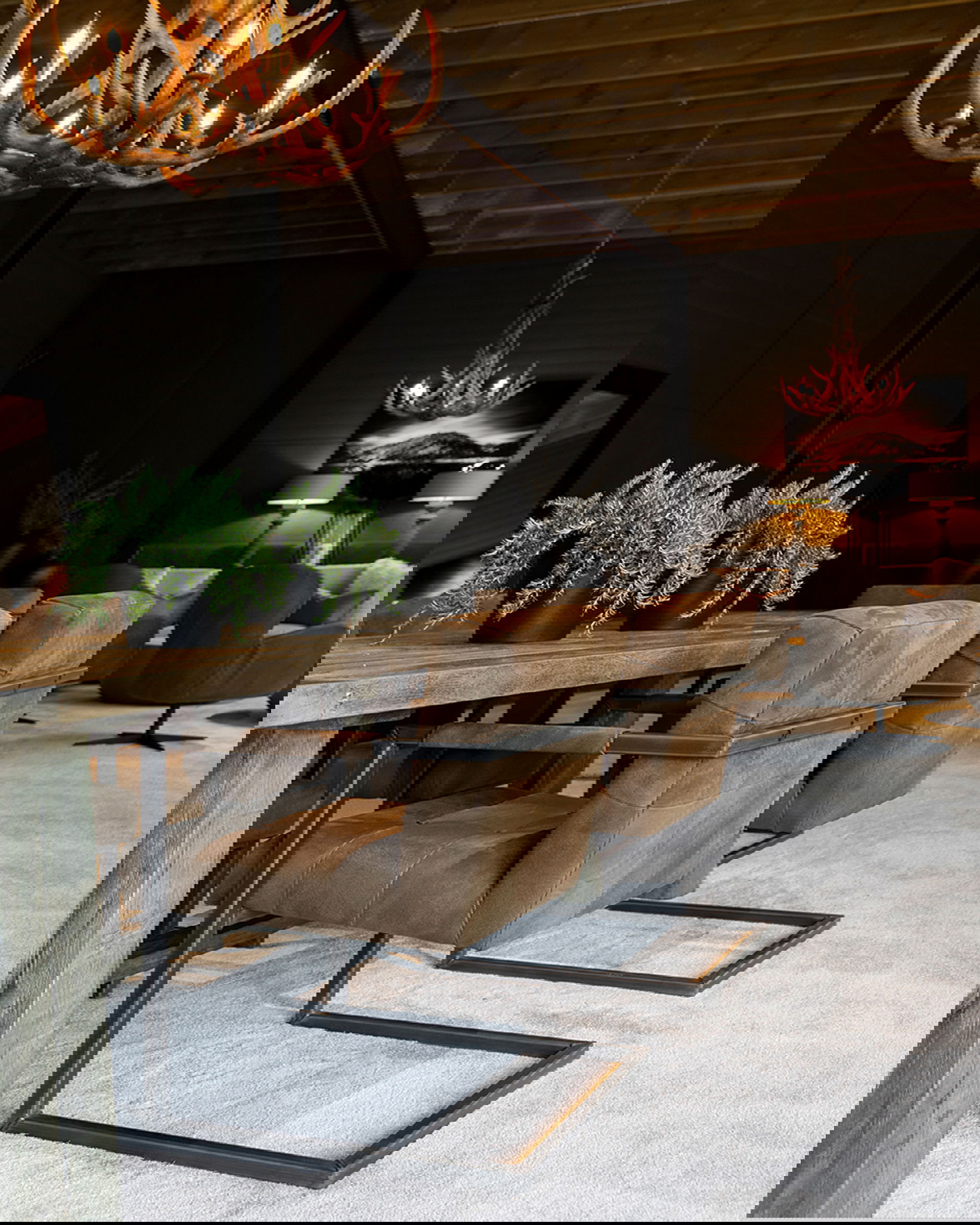 Jed karmstol läder ljusbrun