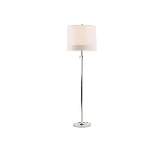null - Simple Floor Lamp Soft Silver/Silk Scalloped