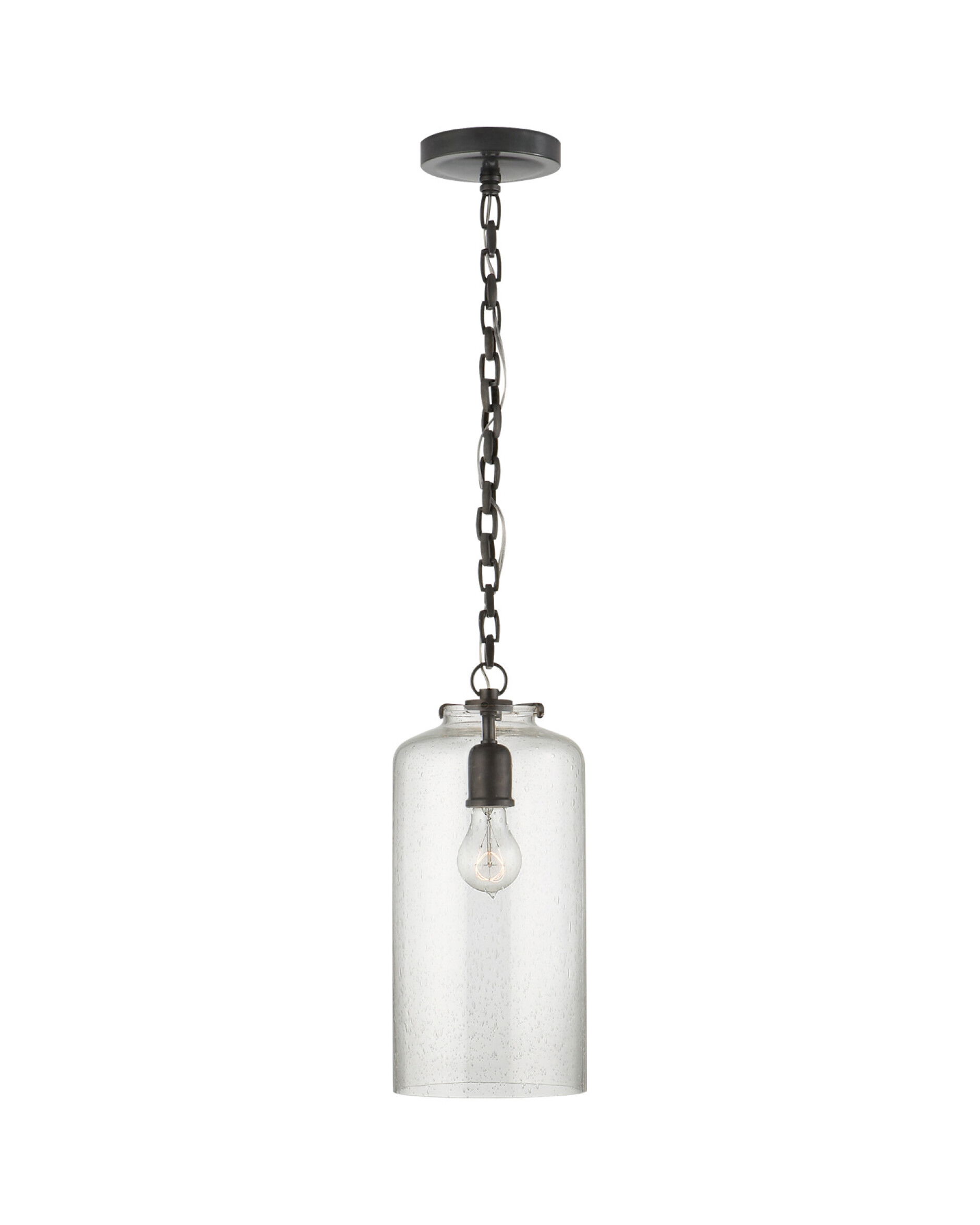 Katie Cylinder Pendant Bronze/Seeded Glass