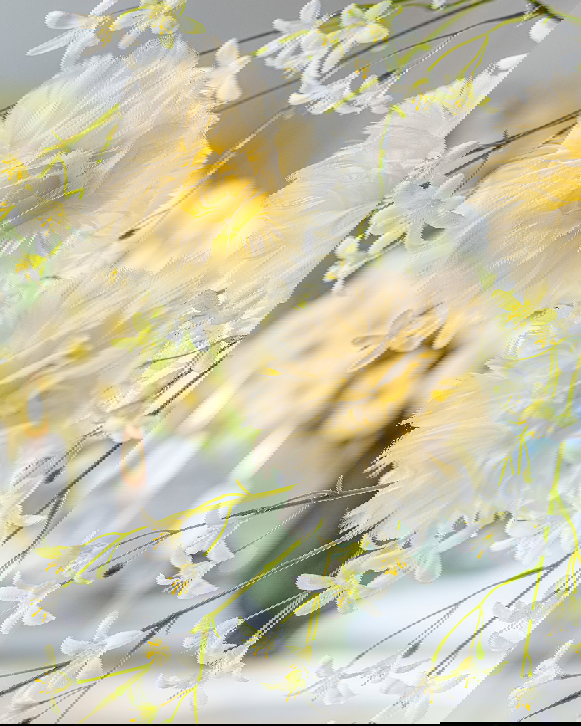 Feather Flower clips ivory