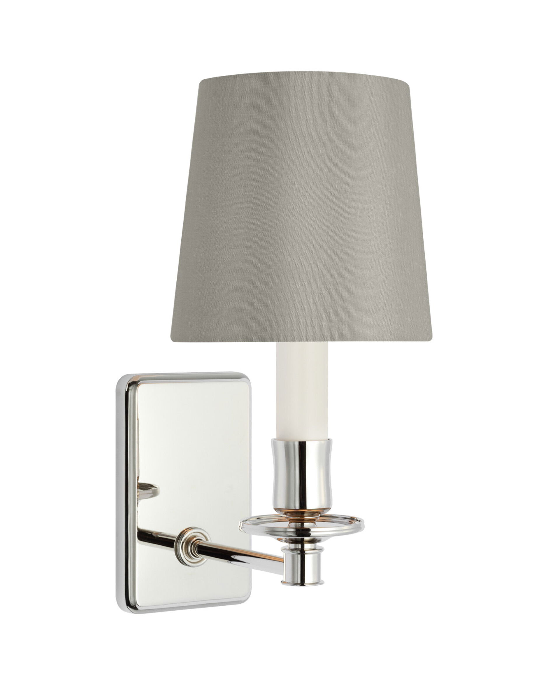 Tara 12" Sconce Nickel/5" Mist Silk Empire Shade