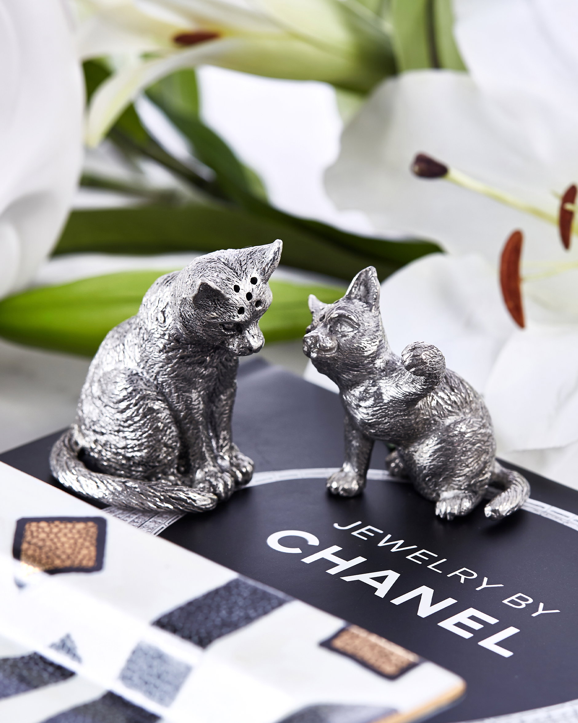 Salt- og pepperbøsser Katter Tinn