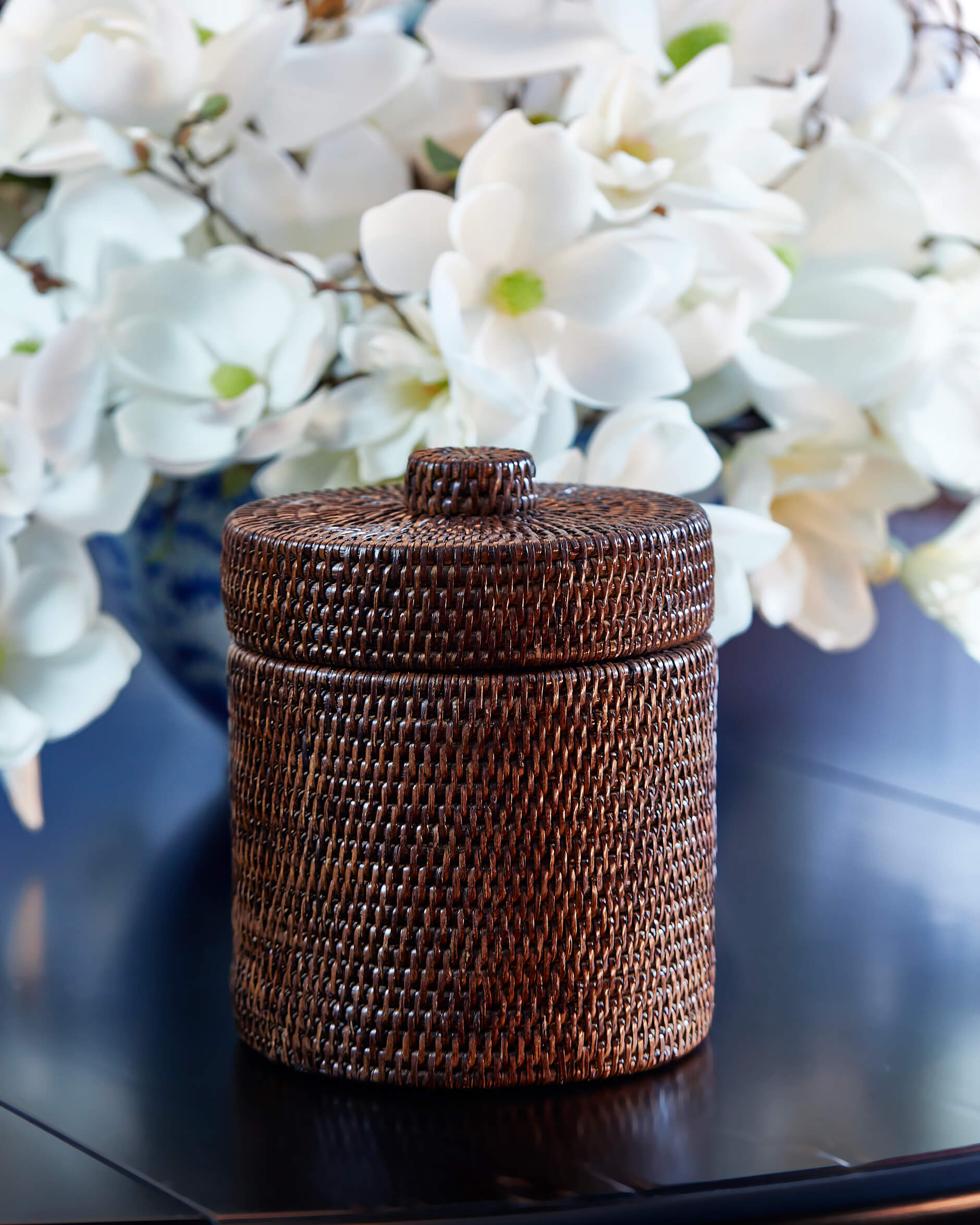 Cognac förvaringskorg med lock rotting