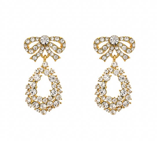 Crystal / Gold - Petite Alice Bow Earrings Crystal