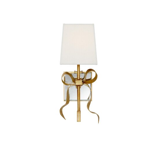Soft Brass/Cream - Ellery Small Gros-GraBow Sconce Polished Nickel