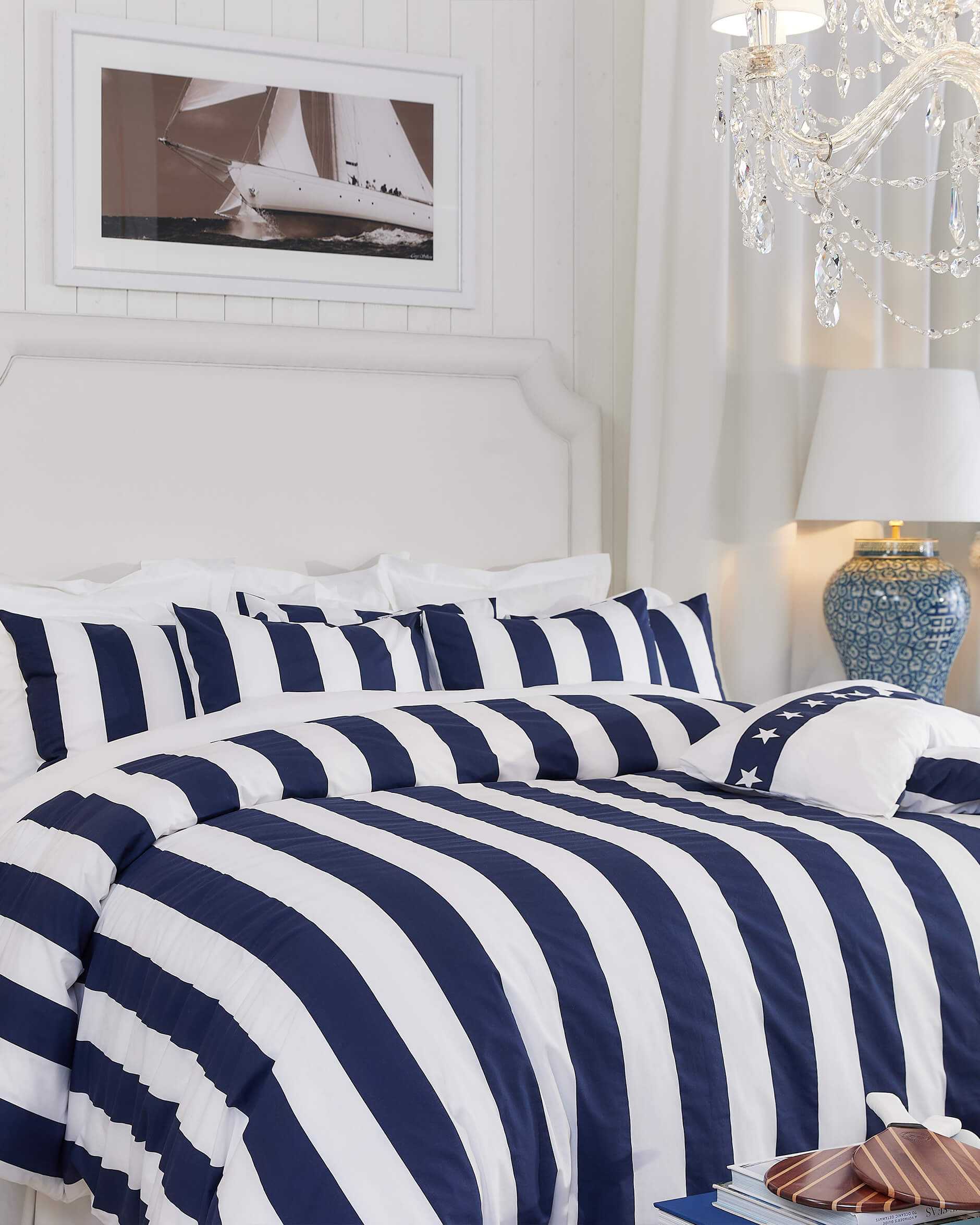 Southampton Stripe påslakanset blå/vit