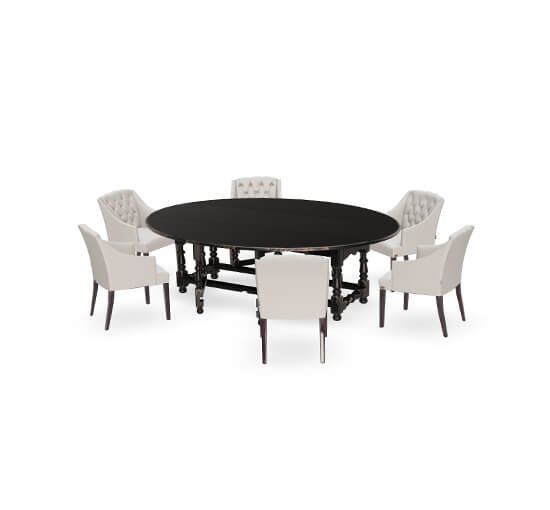Sand - Balmoral Dining Table With Delano Armchair Indigo