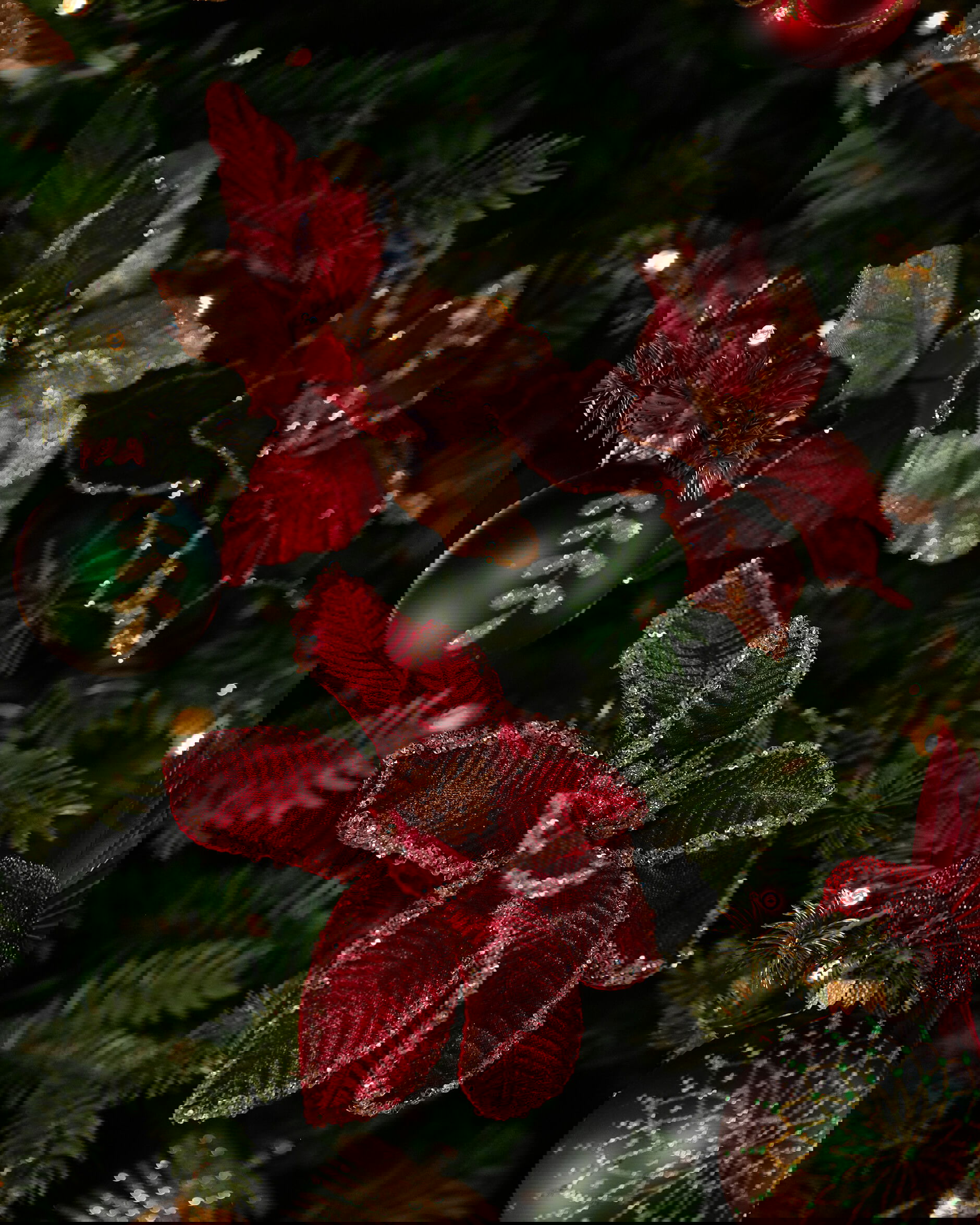 Maisie Flower Christmas Decoration Burgundy 3-pack