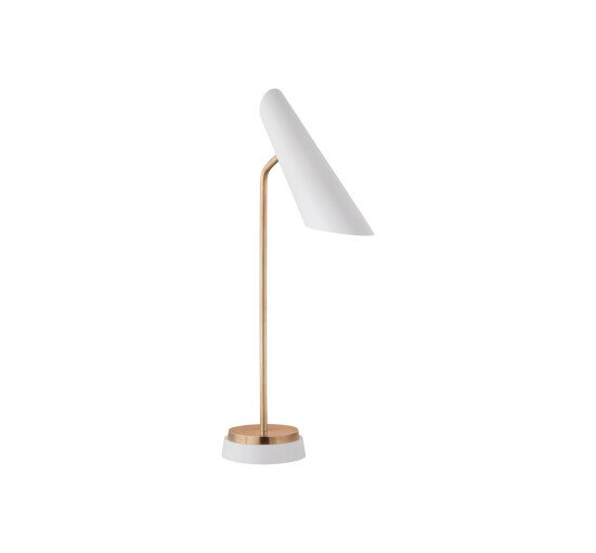 Franca Single Pivoting Task Lamp Antique Brass/White Shade