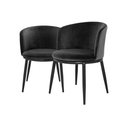 Cameron Black - Filmore Dining Chair bouclé grey set of 2