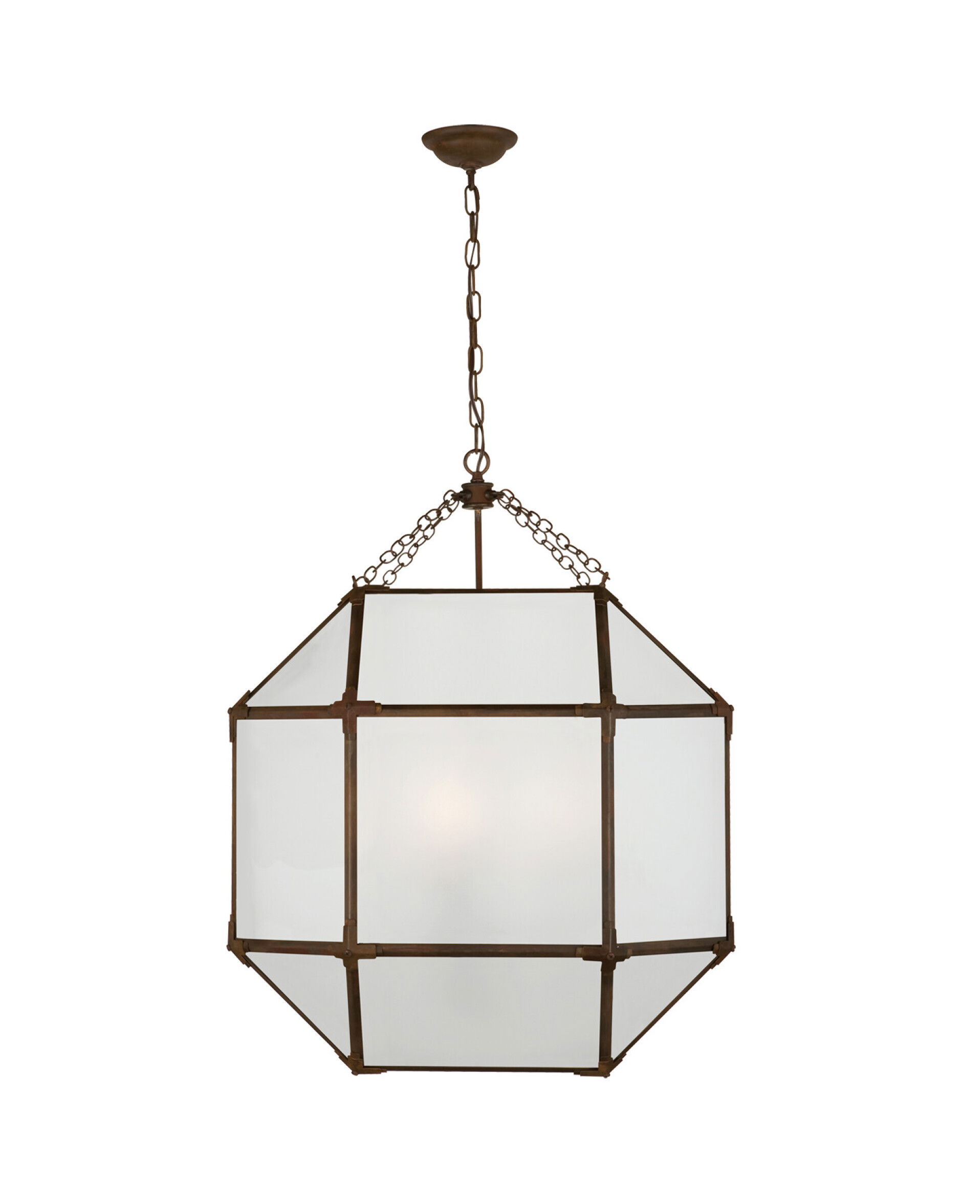 Morris Lantern Antique Zinc/Frosted Glass Large