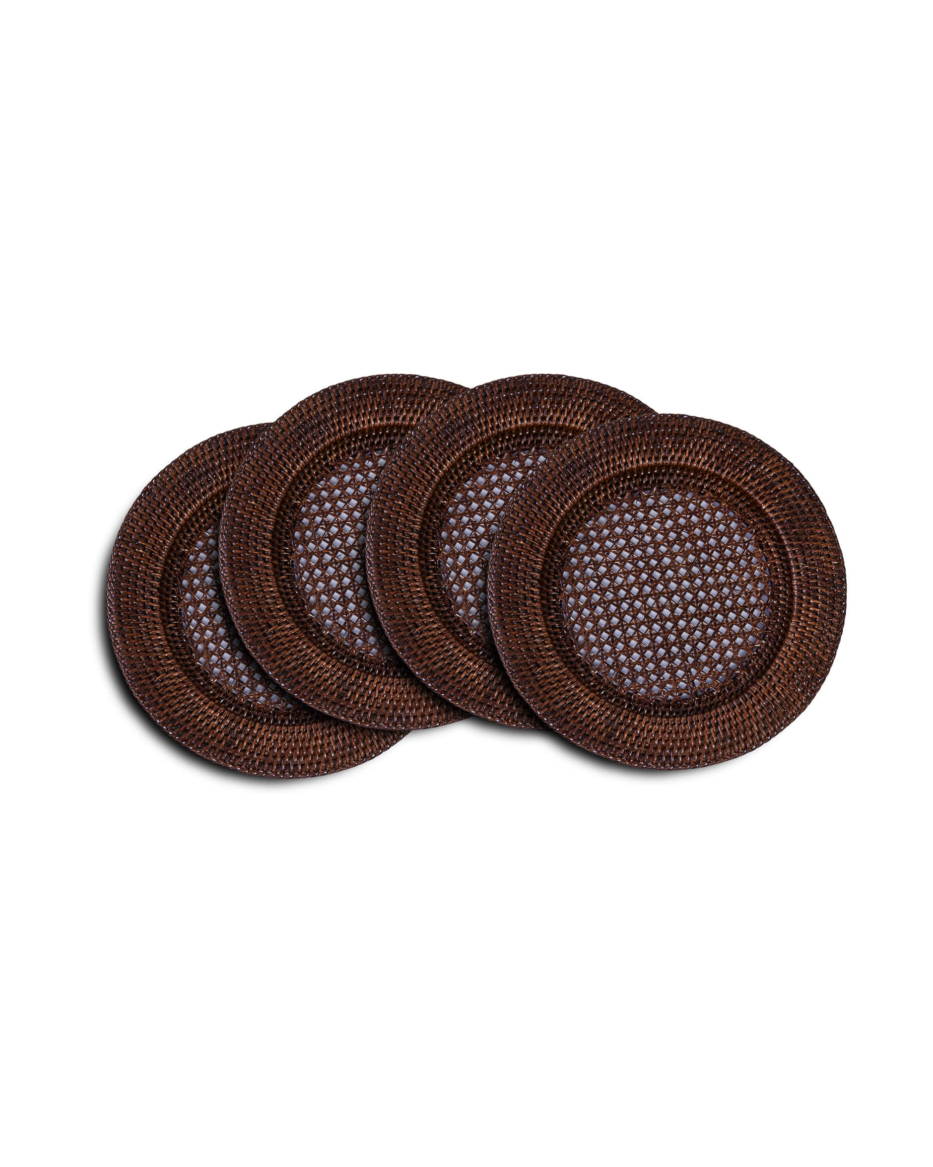 Cognac tallriksunderlägg rotting 4-pack