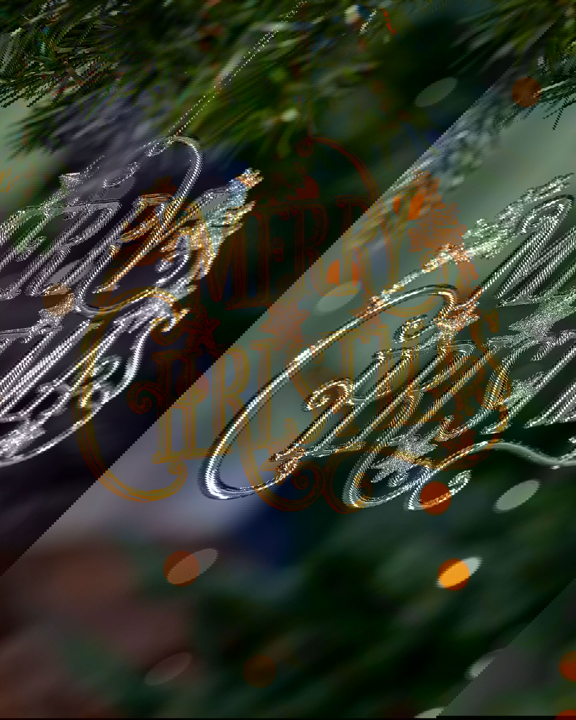 Merry Christmas julgransdekoration guld 13cm