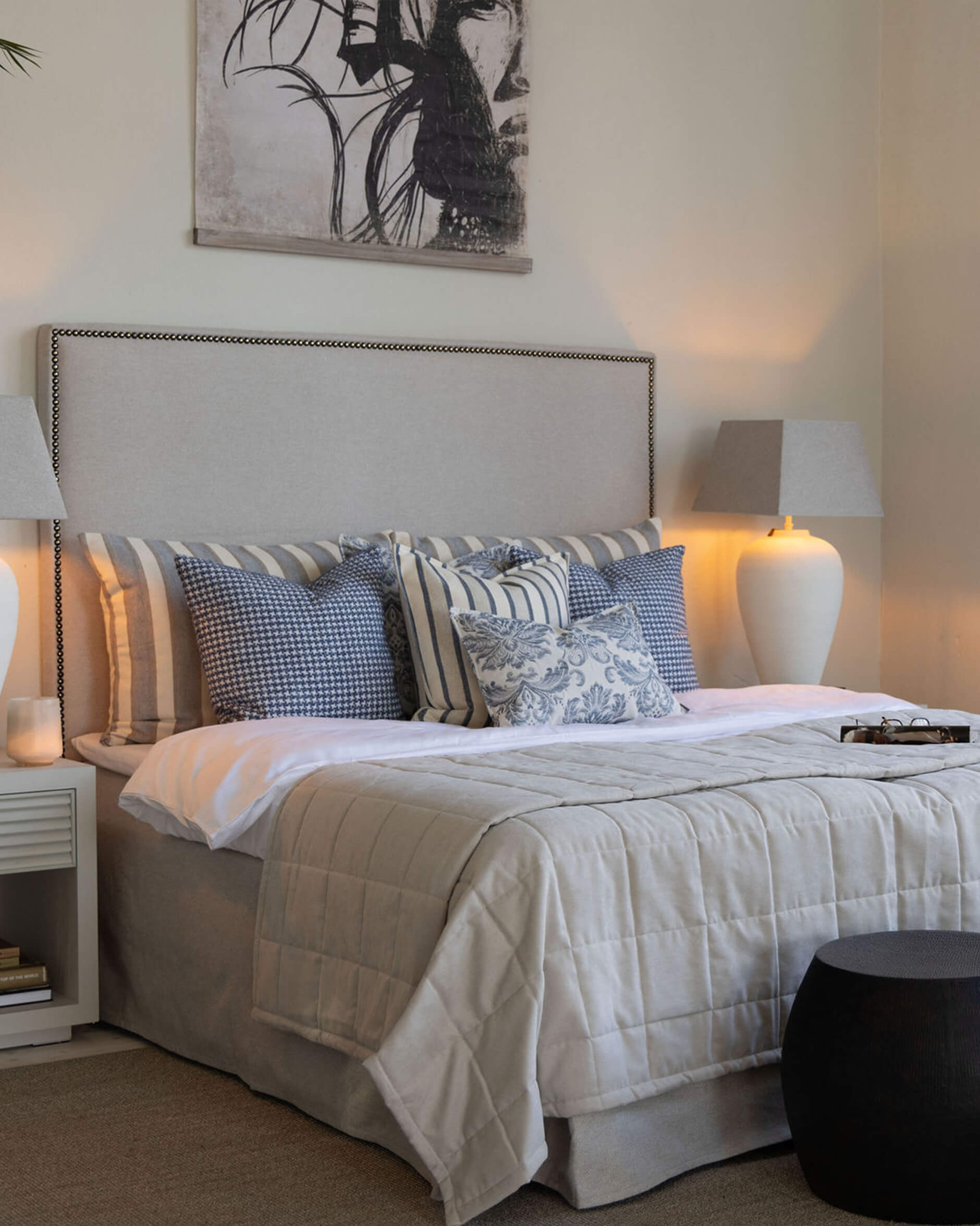 Lotus Stripe Cushion Cover Linen