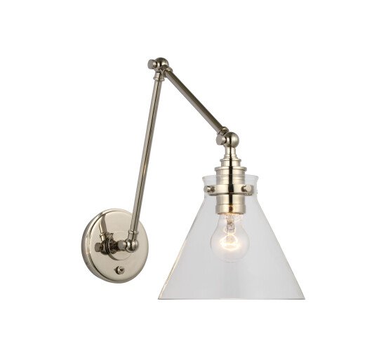 null - Parkington Double Library Wall Light Polished Nickel/Clear