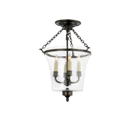 null - Sussex Semi-Flush Bell Jar Lantern Bronze