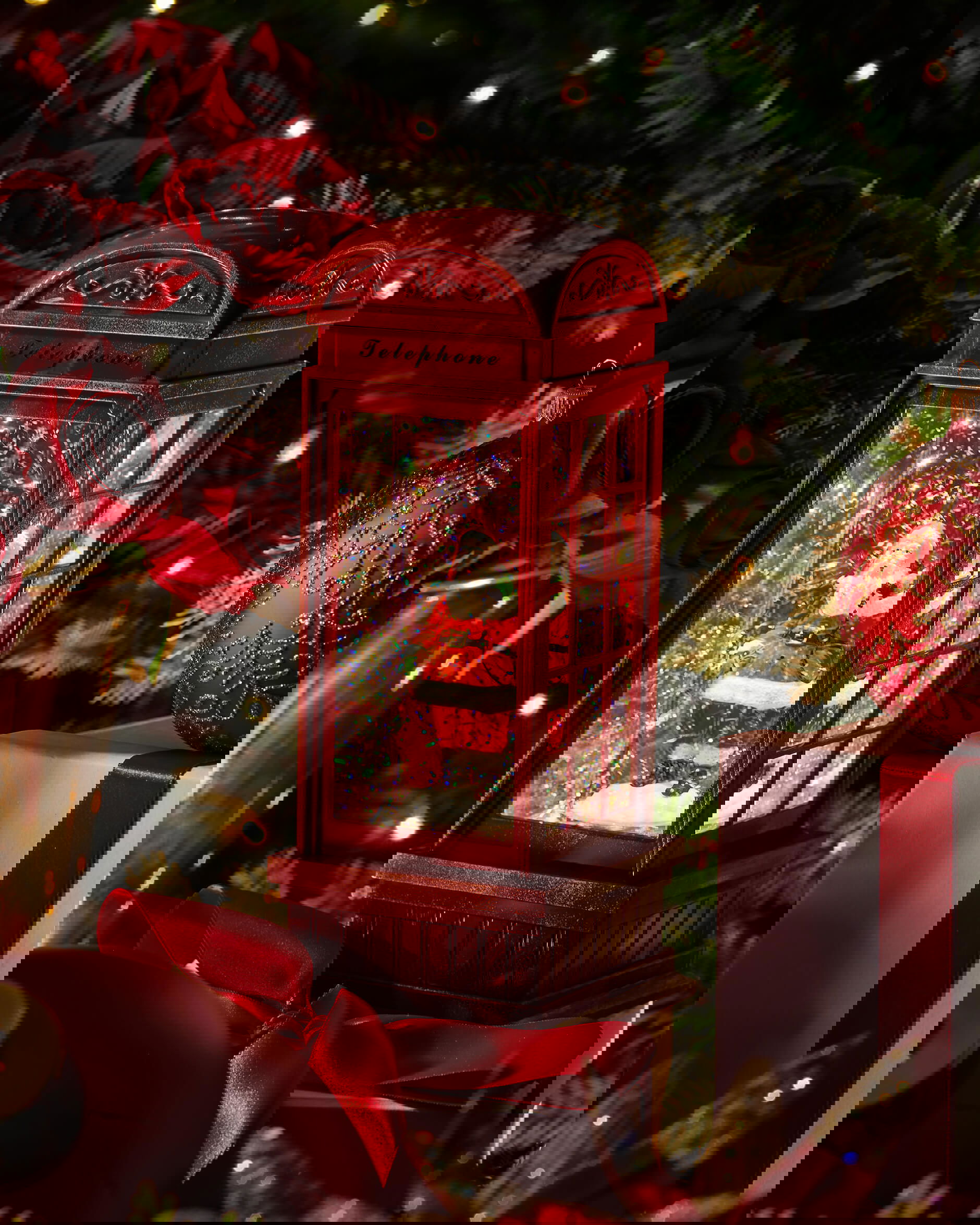 Landon telefonkiosk speldosa röd