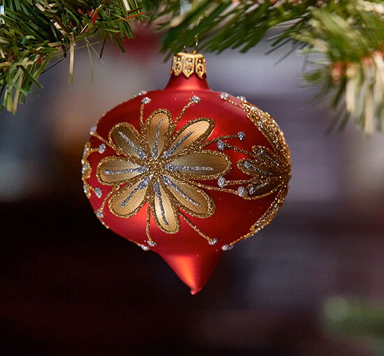 Rood - Lux Floral kerstbal rood