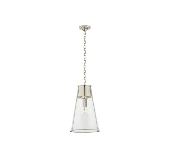 Polished Nickel - Robinson Large Pendant Polished Nickel/Clear Glass