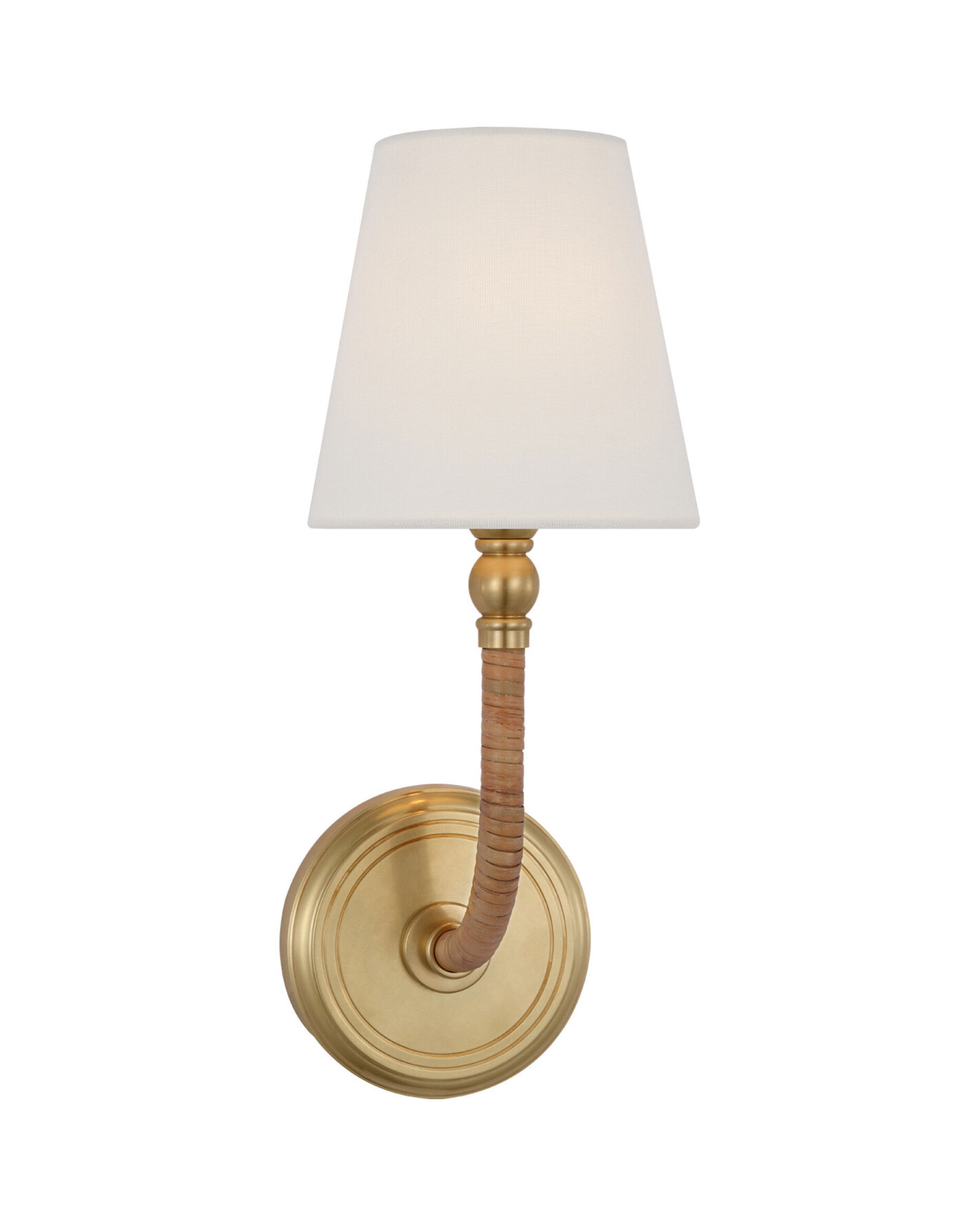 Basden Medium Sconce Antique-Burnished Brass/Natural Rattan