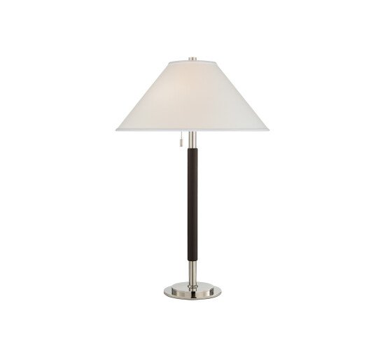 Polished Nickel/Chocolate Leather - Garner Table Lamp Natural Brass/Saddle Leather