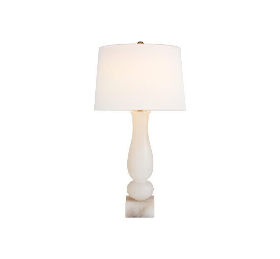 null - Contemporary Balustrade Table Lamp Alabaster/Linen