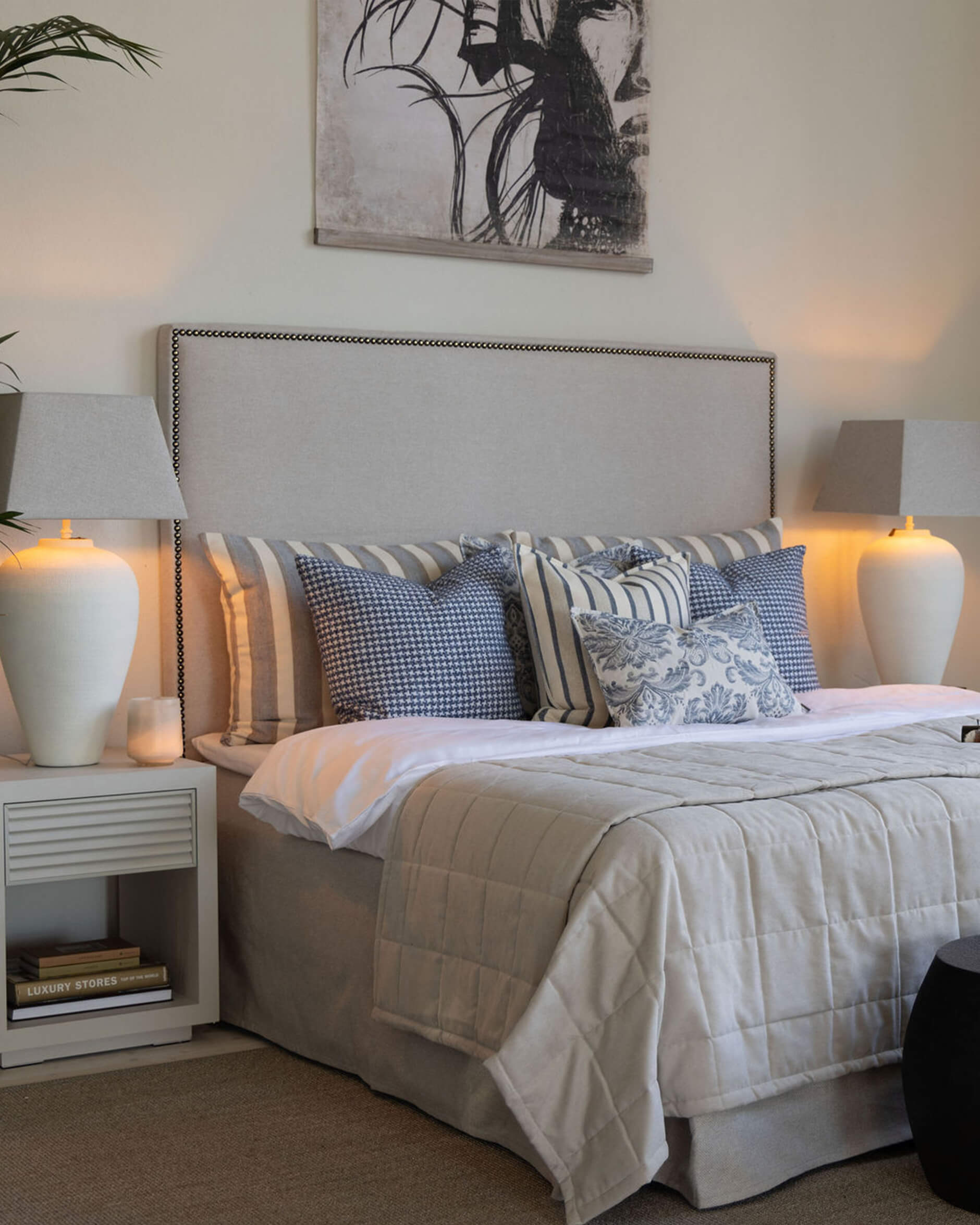 Herringbone Stripe Cushion Cover Blue