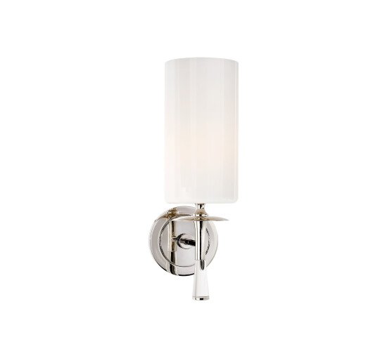 Polished Nickel/White Glass - Drunmore Single Sconce Bronze and Crystal/Linen