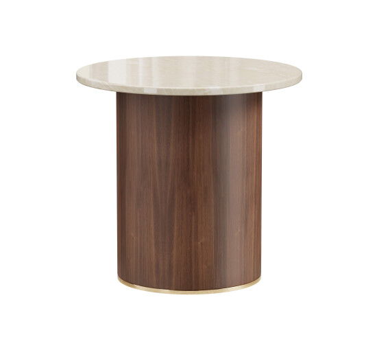 Beige - Delano sidebord rund valnød