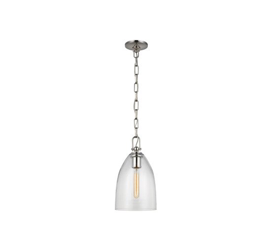 Polished Nickel - Andros Pendant Antique Brass/Clear Medium