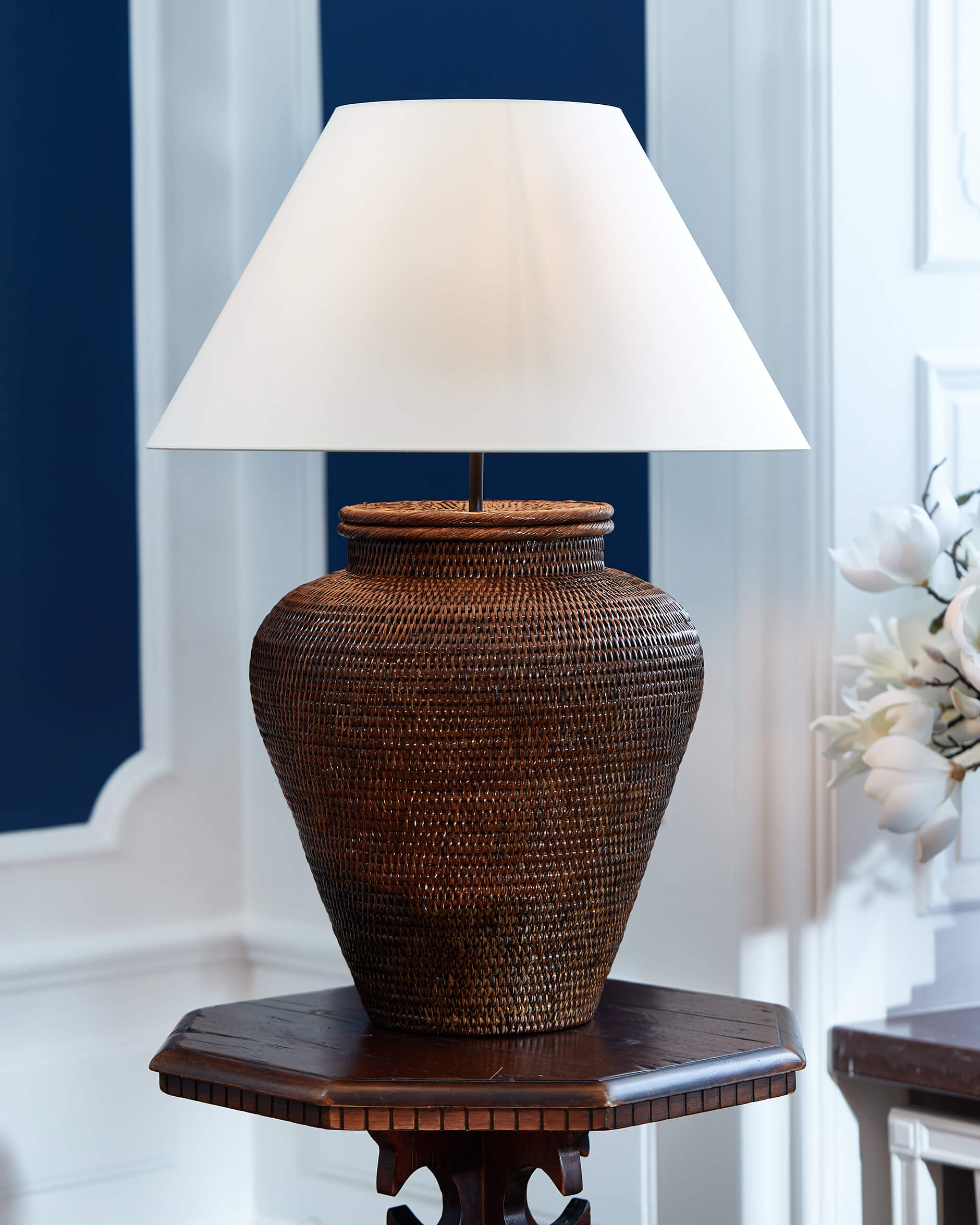 Cognac bordslampa rotting M