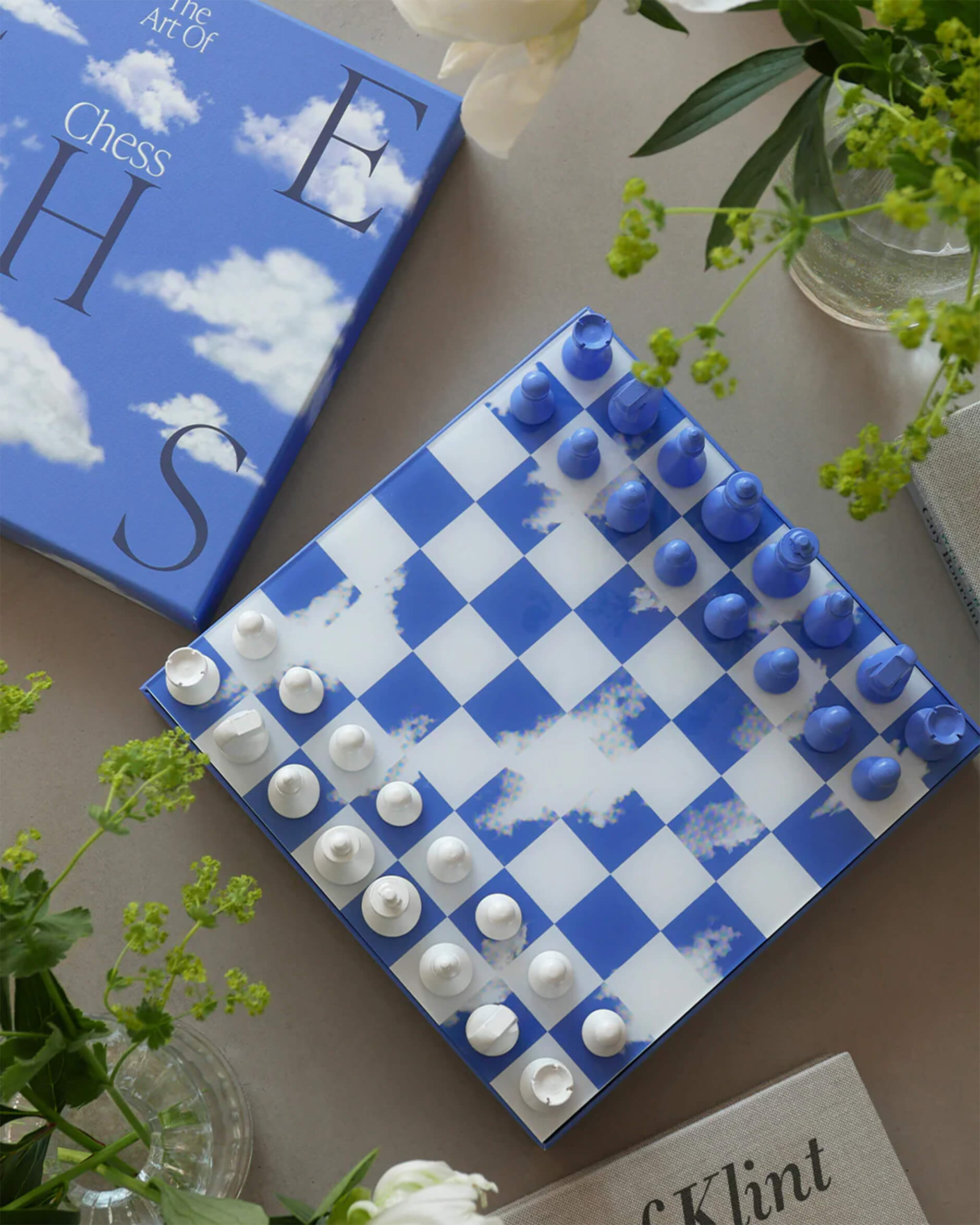 Clouds schack blå/vit