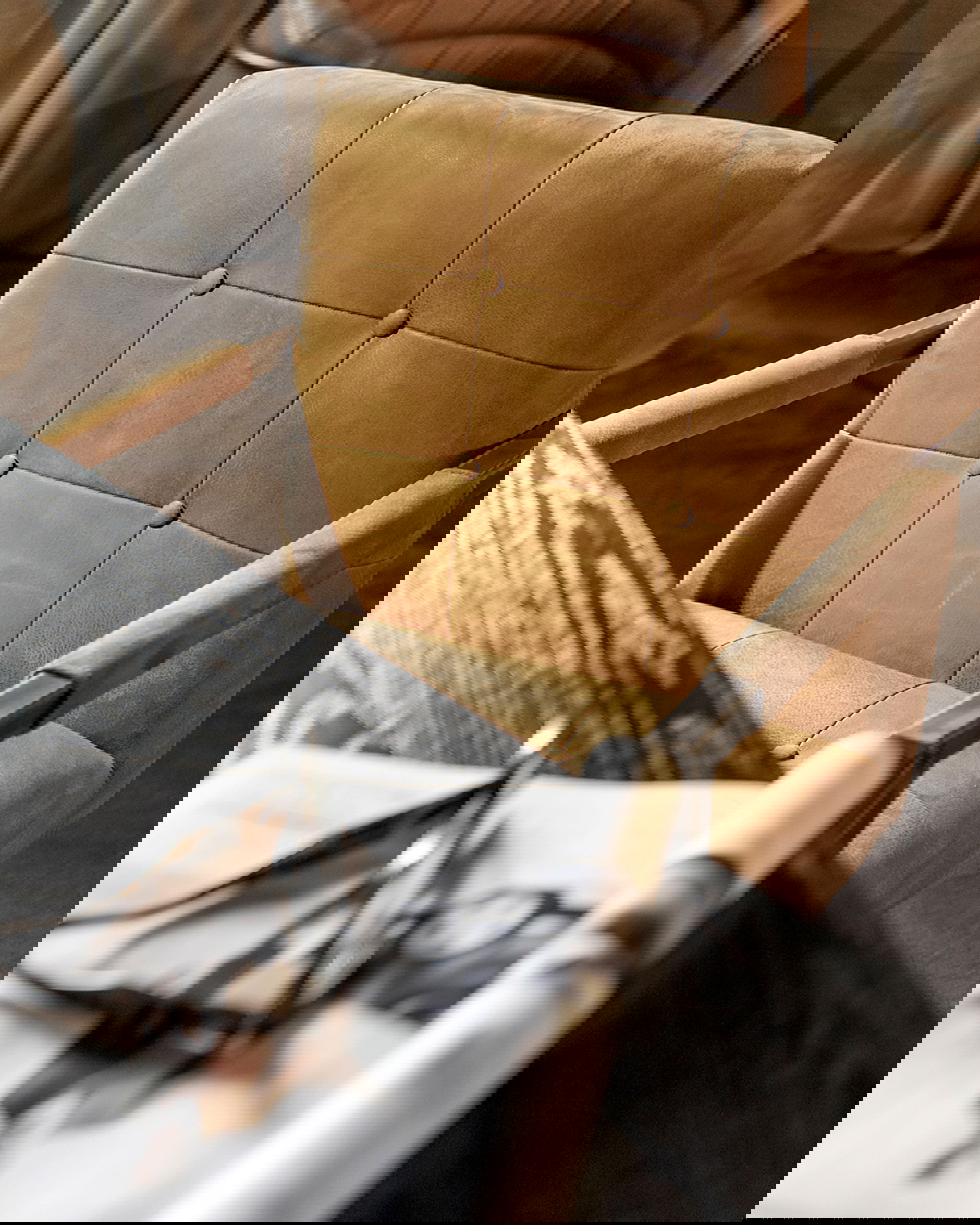 Jed karmstol läder ljusbrun