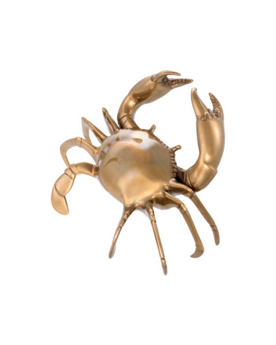 Krabbe dekorasjon antikk messing
