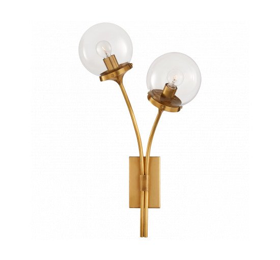 null - Prescott Right Sconce Soft Brass/Clear Glass