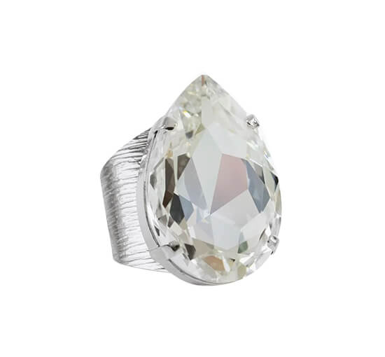 Crystal - Perfect Drop ring golden shadow rhodium